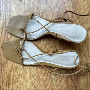 SCHUTZ Gold Lace-Up Strappy Sandal